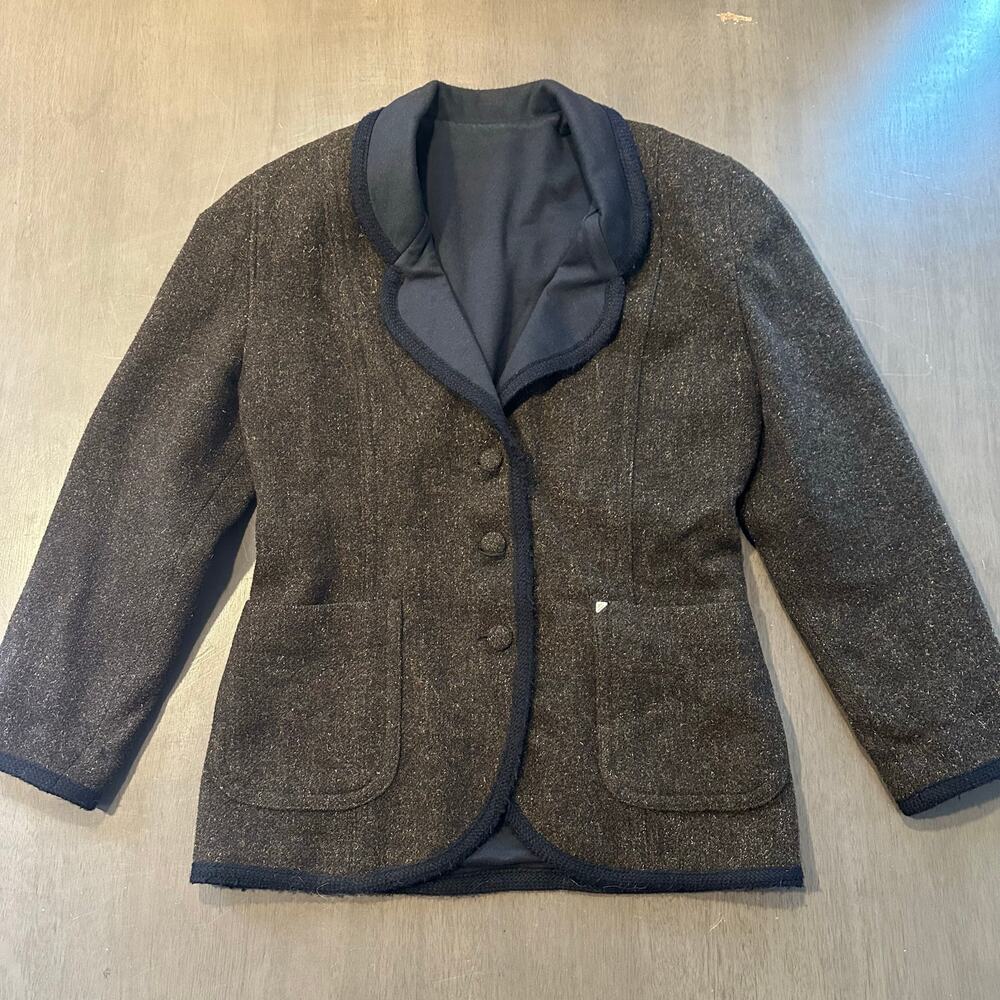 New Man Women’s Elegant Retro Dark Brown Wool Blazer